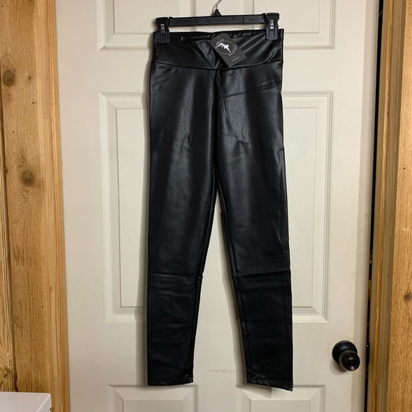 Faux Leather High Waisted Leggings / high rise White Birch legging multiple Szs - Picture 3 of 11